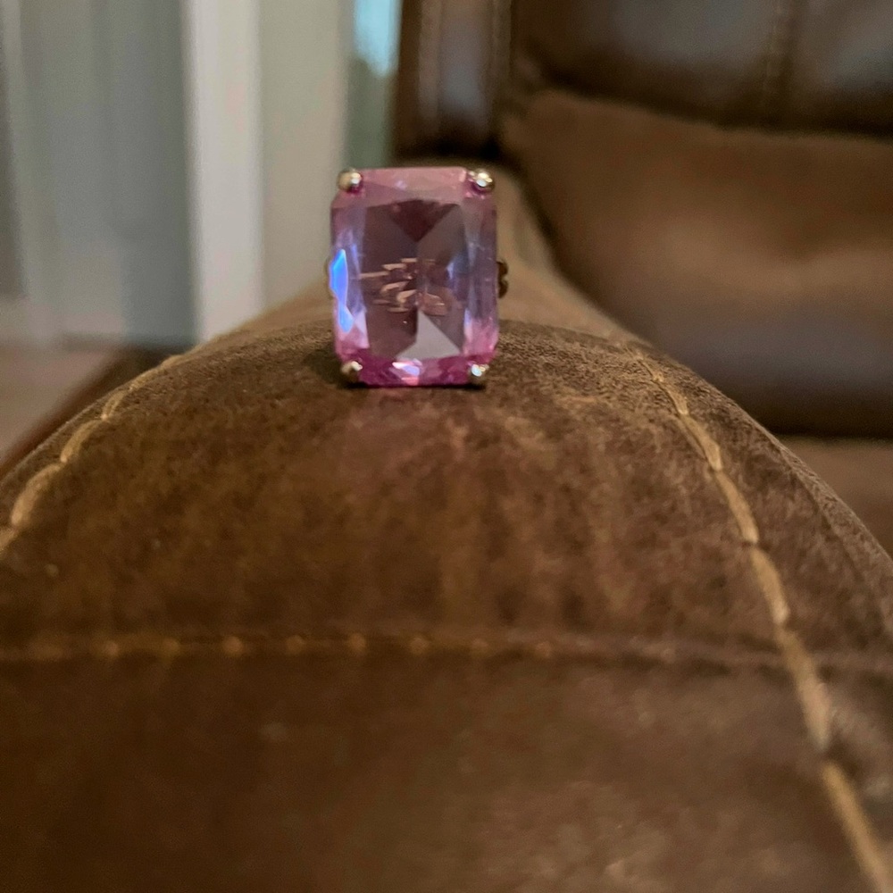 Sterling Silver Women’s Ring with Pink Stone-Size 5